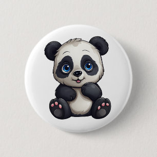 Cartooneske panda-illustratie ronde button 5,7 cm