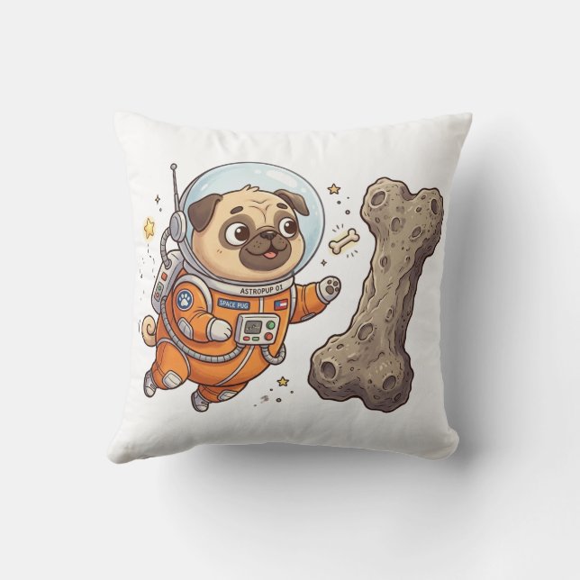 Cartooneske Pug met Helm Kussensloop Kussen (Achterkant)