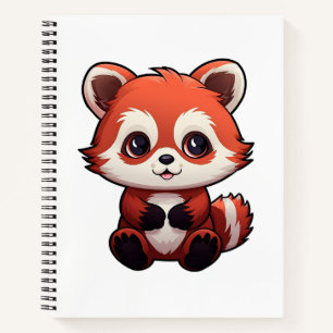 Cartooneske rode panda illustratie notitieboek
