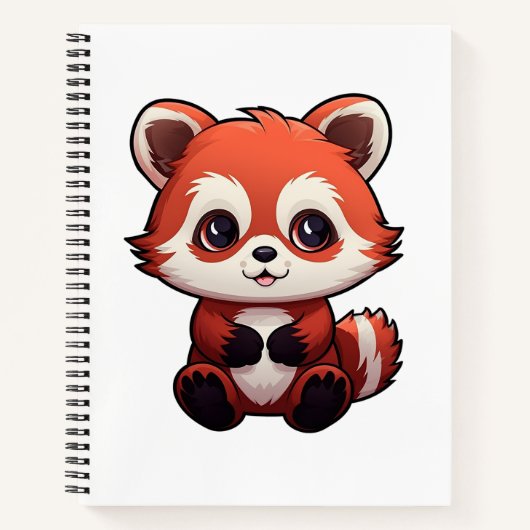 Cartooneske rode panda illustratie notitieboek (Voorkant)