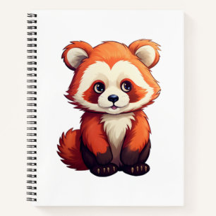 Cartooneske rode panda illustratie notitieboek