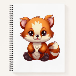 Cartooneske rode panda illustratie notitieboek