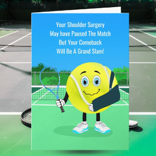 Cartooneske Tennisbal Schouderoperatie Beterschap Kaart