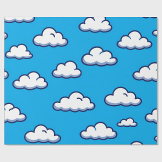 Cartooneske Wolkenpatroon – Naadloos Hemelontwerp Cadeaupapier