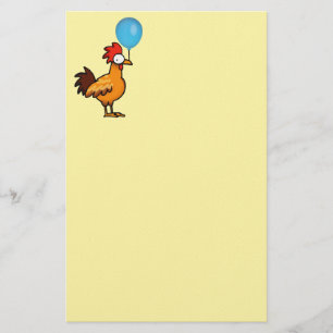 Cartoonhaan met blauwe ballon briefpapier