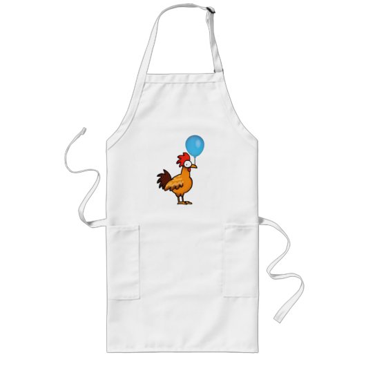Cartoonhaan met blauwe ballon lang schort (Voorkant)