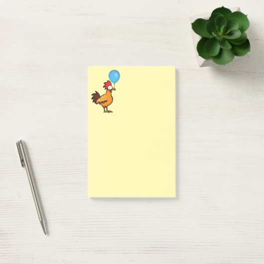 Cartoonhaan met blauwe ballon post-it® notes (Kantoor)