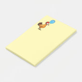 Cartoonhaan met blauwe ballon post-it® notes (Schuin)