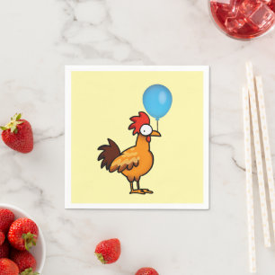 Cartoonhaan met blauwe ballon servet