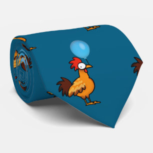 Cartoonhaan met blauwe ballon stropdas