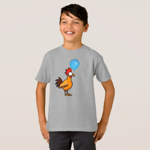 Cartoonhaan met blauwe ballon t-shirt