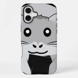 Cartoonhamster met sjaal blij iPhone 16 plus hoesje