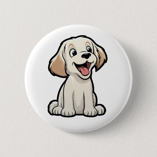 Cartoonhond illustratie ronde button 5,7 cm (Voorkant)