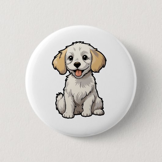 Cartoonhond illustratie ronde button 5,7 cm (Voorkant)