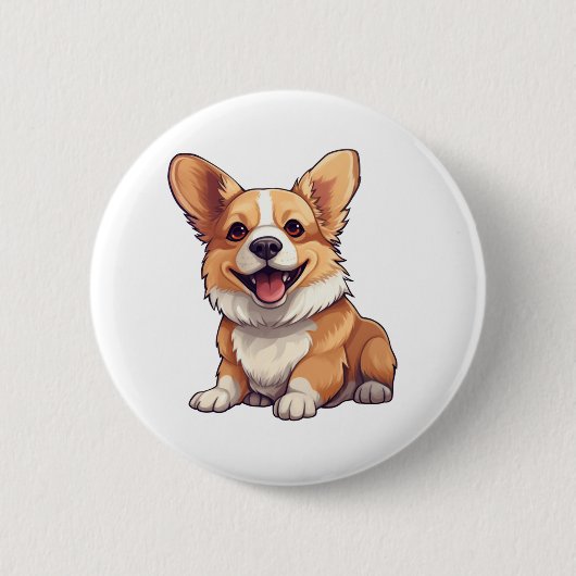 Cartoonhond illustratie ronde button 5,7 cm (Voorkant)