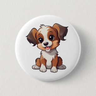 Cartoonhond illustratie ronde button 5,7 cm