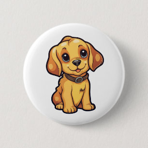 Cartoonhond illustratie ronde button 5,7 cm