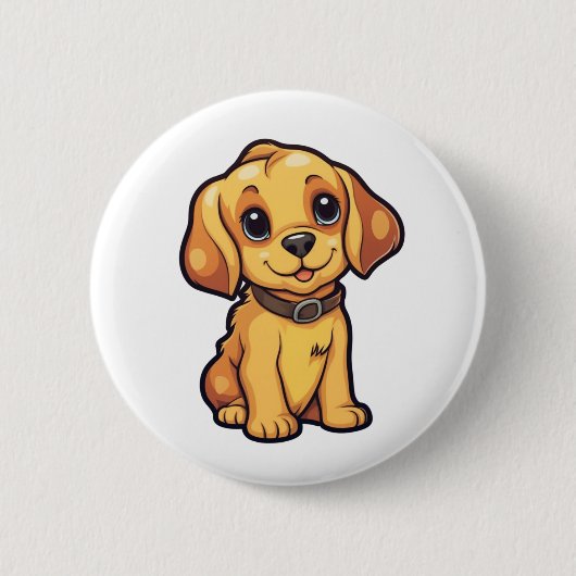 Cartoonhond illustratie ronde button 5,7 cm (Voorkant)