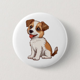 Cartoonhond illustratie ronde button 5,7 cm