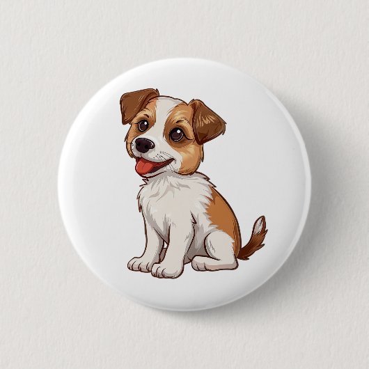 Cartoonhond illustratie ronde button 5,7 cm (Voorkant)