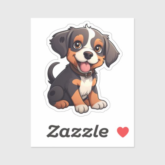 Cartoonhond illustratie sticker (Vel)