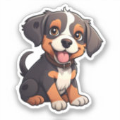 Cartoonhond illustratie sticker (Voorkant)