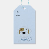 Cartoonhond met een blauwe kraag cadeaulabel (Voorkant)