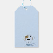 Cartoonhond met een blauwe kraag cadeaulabel (Achterkant)
