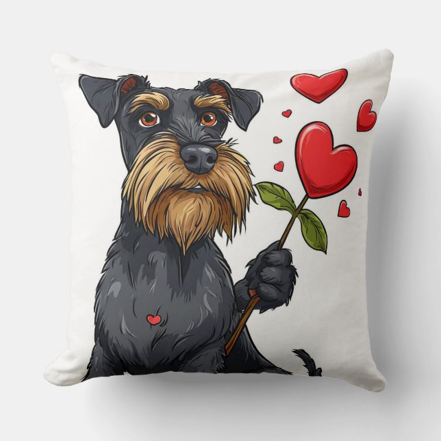 Cartoonhond met een bloem kussen (Voorkant)