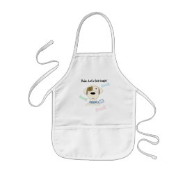 Cartoonhond met leuk gezegde kinder schort