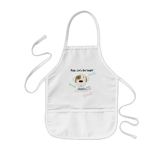 Cartoonhond met leuk gezegde kinder schort (Voorkant)