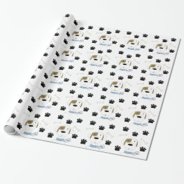 Cartoonhond met pootafdrukken cadeaupapier