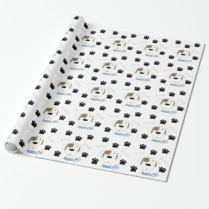 Cartoonhond met pootafdrukken cadeaupapier