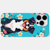 Cartoonhond omringd door bloemen Case-Mate iPhone case (Achterkant (horizontaal))