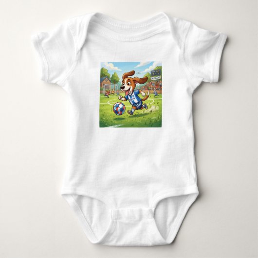 Cartoonhond speelt voetbal romper (Voorkant)