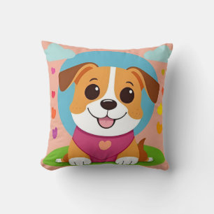 Cartoonhond voor een gezellig esthetisch kamerontw kussen