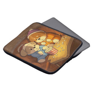 Cartoonhonden puppies met popcorn laptop sleeve