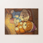 Cartoonhonden puppies met popcorn legpuzzel (Horizontaal)