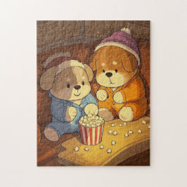 Cartoonhonden puppies met popcorn legpuzzel