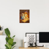 Cartoonhonden puppies met popcorn poster (Thuiskantoor)