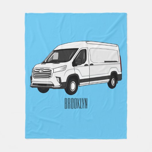 Cartoonillustratie van bezorgbus fleece deken (Voorkant)