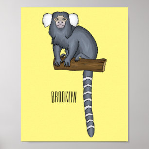 Cartoonillustratie van de gewone zijdeaap poster