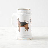 Cartoonillustratie van Duitse herdershond Bierpul (Voorkant links)