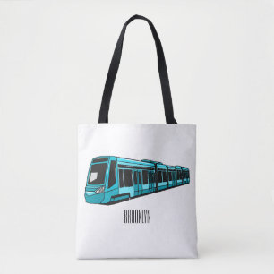 Cartoonillustratie van elektrische locomotief tote bag