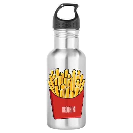 Cartoonillustratie van Franse frieten Waterfles (Voorkant)