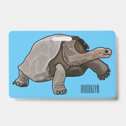 Cartoonillustratie van Galapagos-schildpad Badge (Voorzijde)