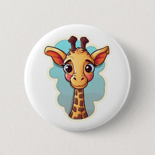 Cartoonillustratie van giraffe ronde button 5,7 cm
