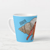Cartoonillustratie van heremietkreeft latte mok (Linkerhoek)