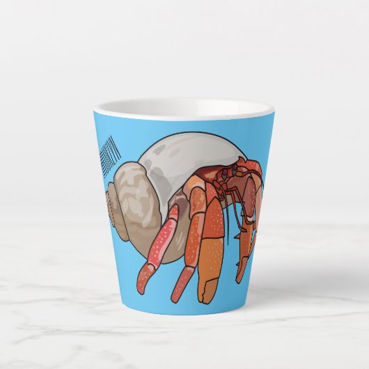 Cartoonillustratie van heremietkreeft latte mok (Voorkant)