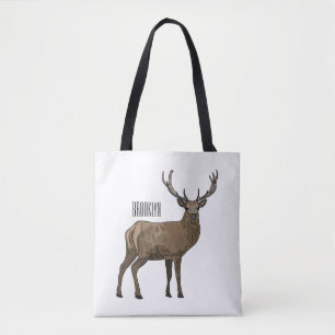 Cartoonillustratie van herten tote bag